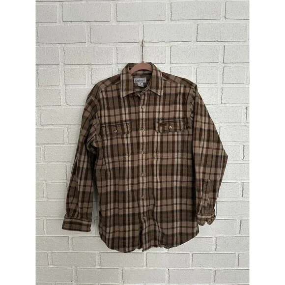 Carhartt Button Up Work Shirt Mens Medium Thick Heavy Cotton - Picture 1 of 9